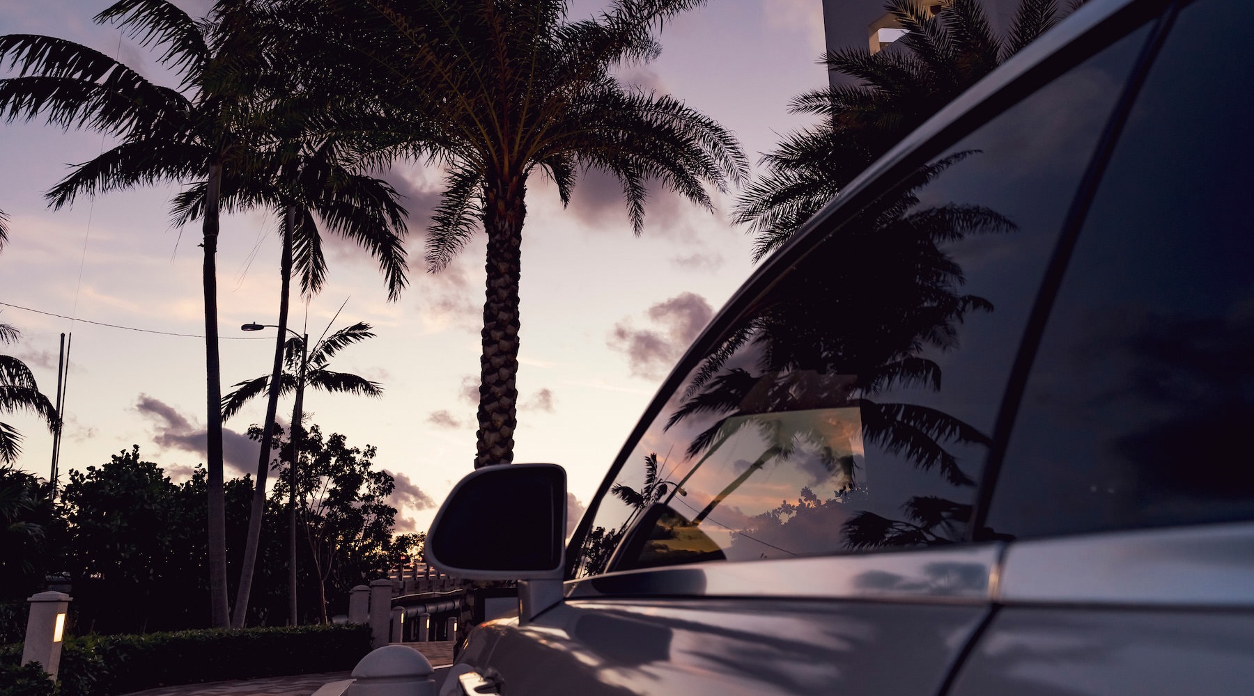 Car Car driving in the dusk light