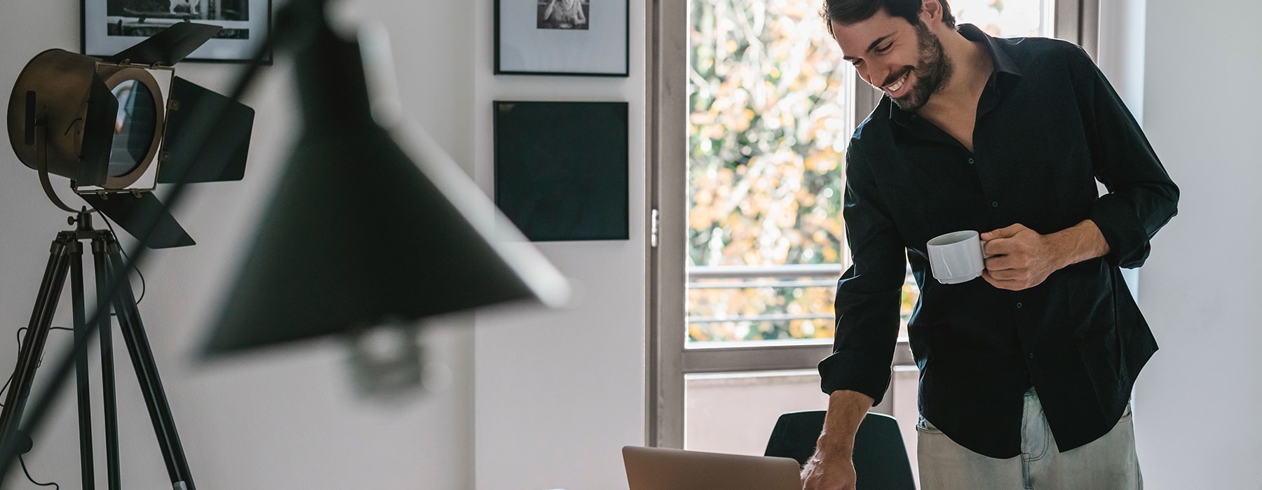 Man hanging out in his apartment